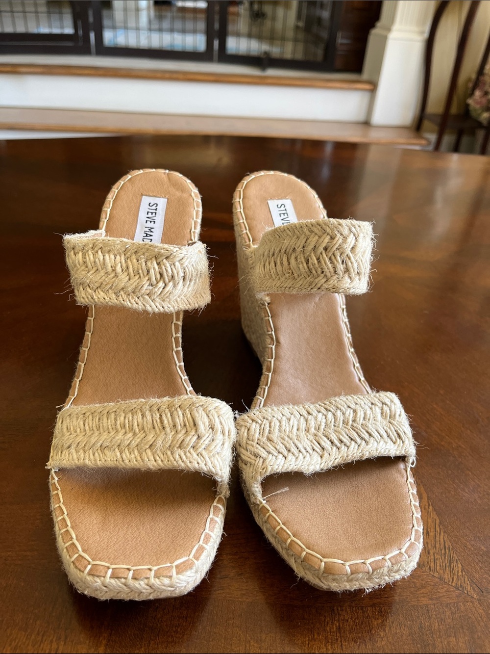 Steve Madden Natural Braided Espadrille Wedge Sandals